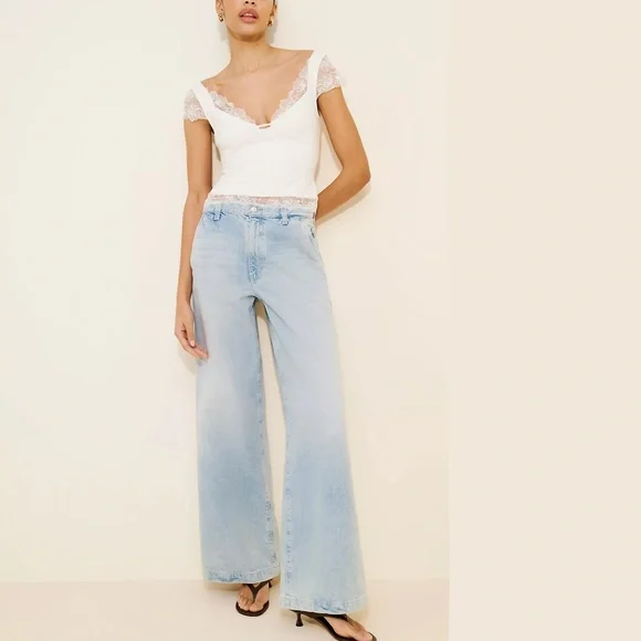 AG Stella Wide Leg Jeans  Trouser sz 32 Light Wash - Picture 2 of 10